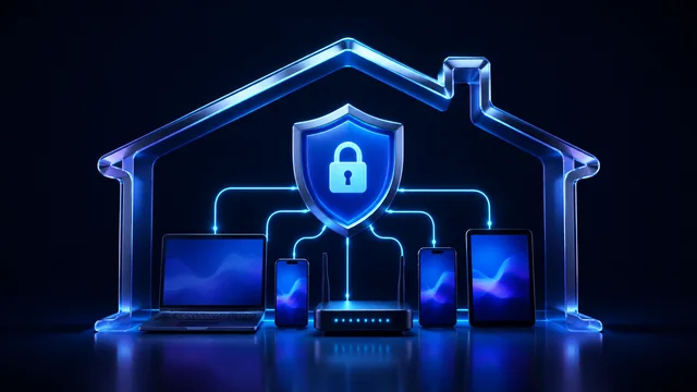A household of devices connected through a central VPN shield