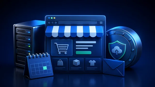 Small-business website hosting with email, backups and recurring costs