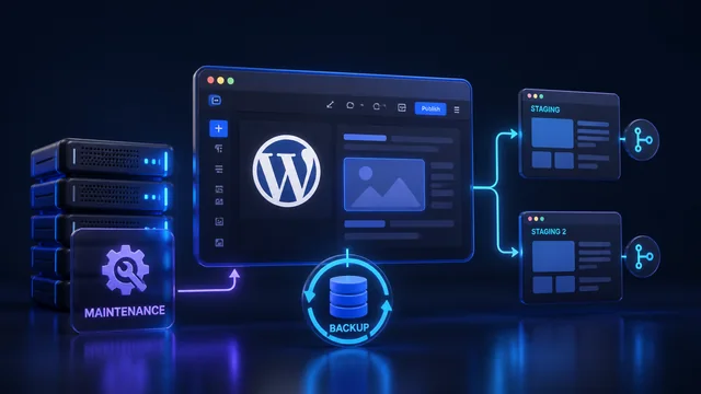 WordPress hosting with staging, backups and maintenance tools