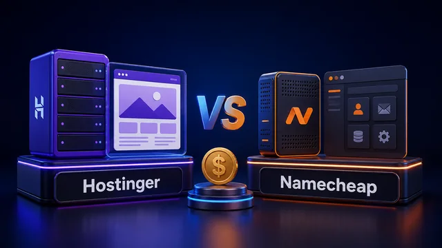 Hostinger and Namecheap hosting options side by side