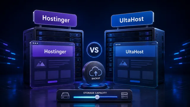 Hostinger and UltaHost shared hosting, storage and backups compared