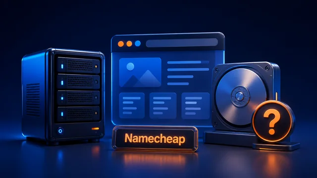 Namecheap review illustration with a small website and backup planning