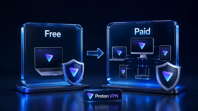 Proton VPN Free and paid options shown as different device gateways