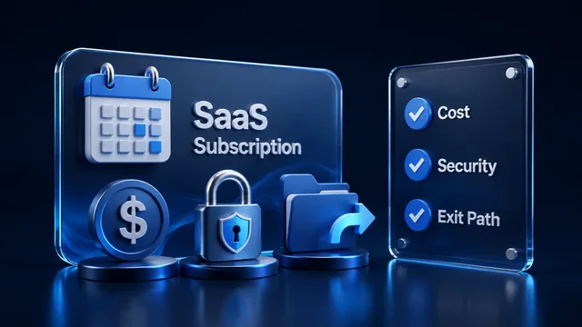 A subscription card, security lock and data export folder