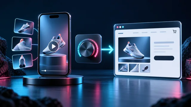 Short-form product advertising connects a vertical video to a business website
