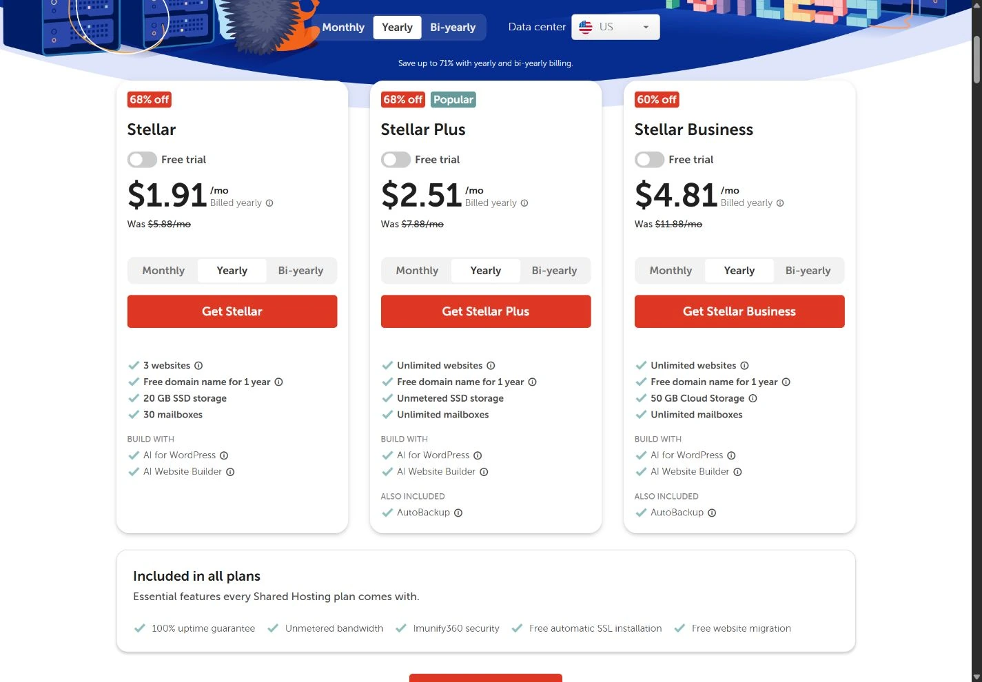 Official Namecheap public pricing page showing the captured plan choices and billing information