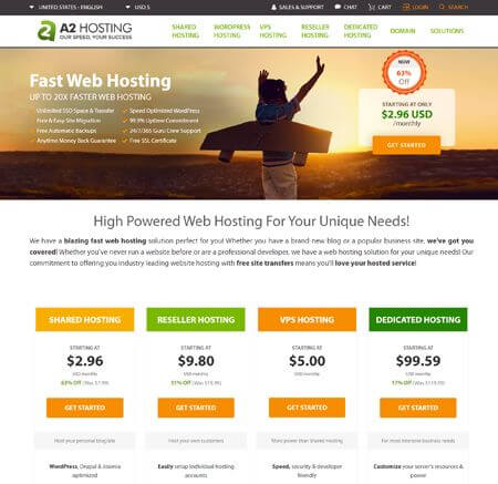 A2Hosting website