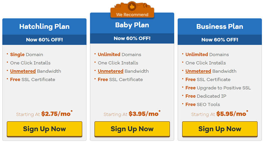 HostGator Shared Web Hosting Plans