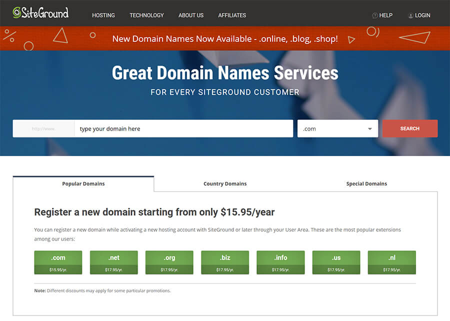 SiteGround Domain Names