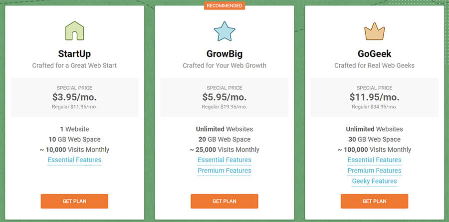 SiteGround Web Hosting Plans